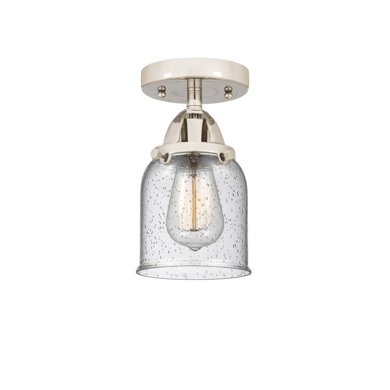 Glass LED Semi Flush Mount, 9.25" H x 5" W x 5" D, Seedy, Polished Nickel