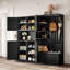 Armoire de vestibule multifonctionnelle gauche-droite (peut être utilisée séparément) avec rangement et 4 crochets, armoire de rangement / arbre d'entrée 2 en 1 pour le salon, la cuisine et le couloir, noir-542097064