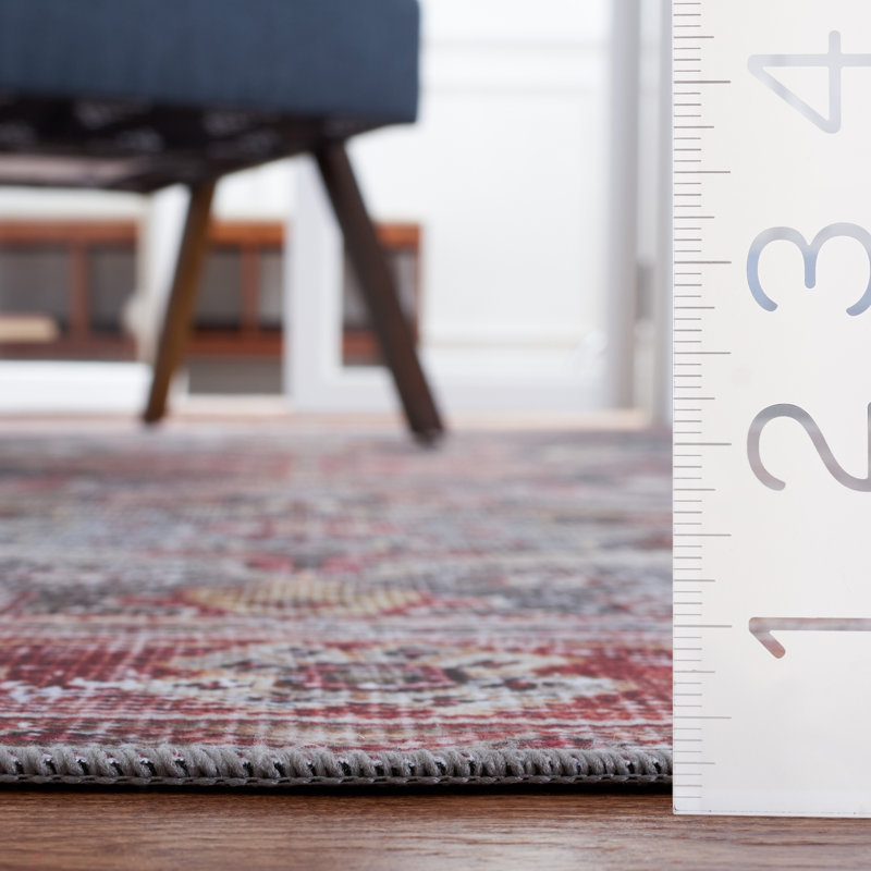 Adream Oriental Dark Green/Rust Area Rug, Rectangle 5' x 8'