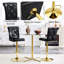 Ensemble de table de bar et tabourets Modern, table de pub ronde avec plateau en verre avec base et 2 tabourets de bar en cuir de polyuréthane gaufré crocodile noir avec hauteur réglable et pivotant, ensemble bistro Home Bar-133403270-133403272-133403274