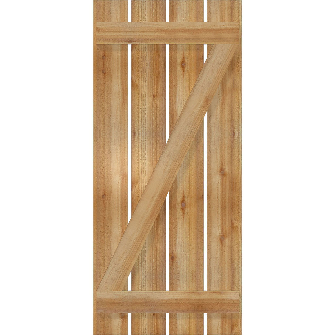 TimberCraft 5 3/8" Spaced Board-n-Batten Shutters w/Z-Bar, Western Red Cedar (Per Pair) (Set of 2) Ekena Millwork 