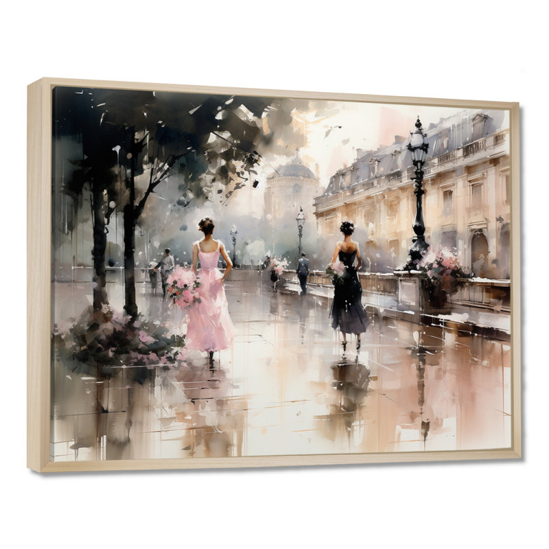 Impression sur toile Fashion Impressionist Elegance I, Reproduction avec cadre flottant, H 24 po x l 32 po, Érable