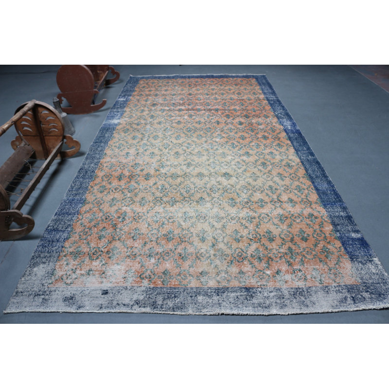 Tapis turc orange surdimensionné pour la décoration intérieure tissé à la main avec un style rétro pour un design intérieur unique