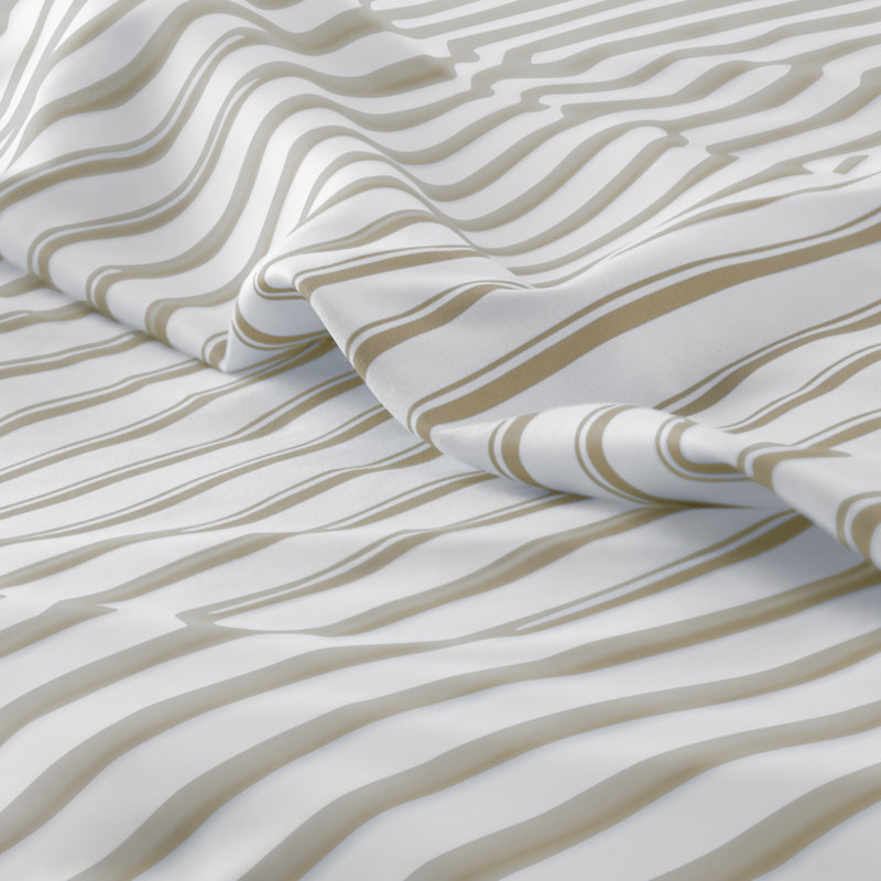 Microfiber Striped Sheet Set, Beige, Double