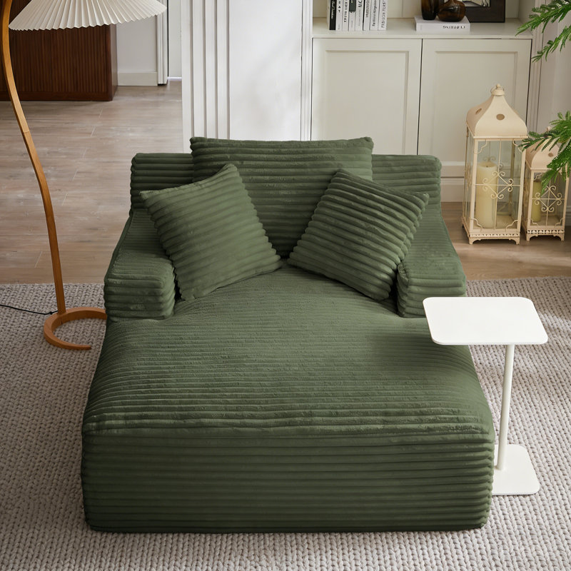Très grande chaise longue d'intérieur, canapé rembourré en velours côtelé moderne, aucun assemblage requis, canapé-lit confortable pour le salon, le bureau