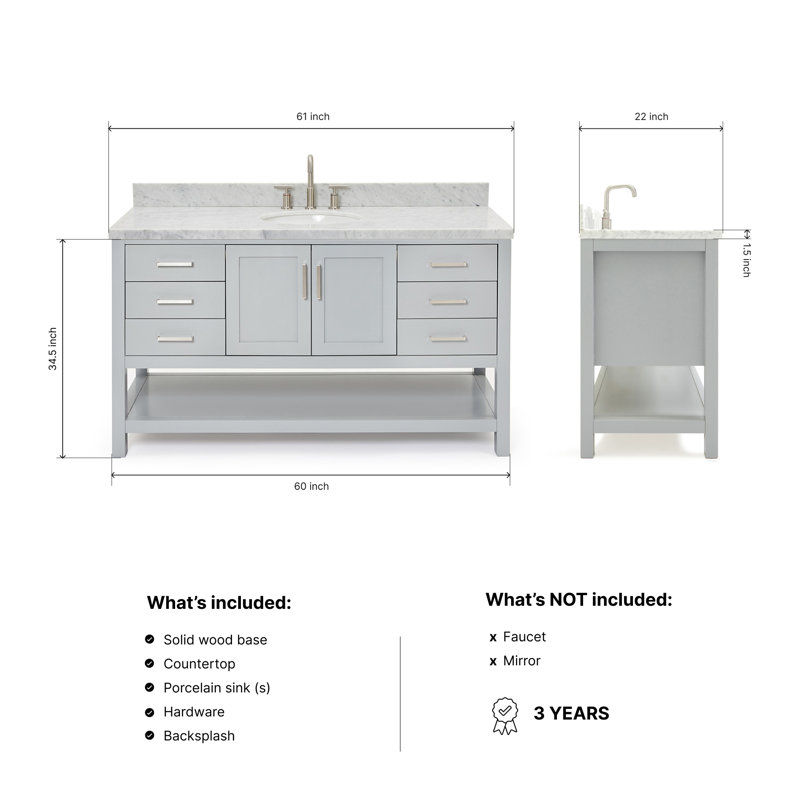 Magnolia Bath Vanity Rectangular Basin S061SCWRV, Oval, Gray