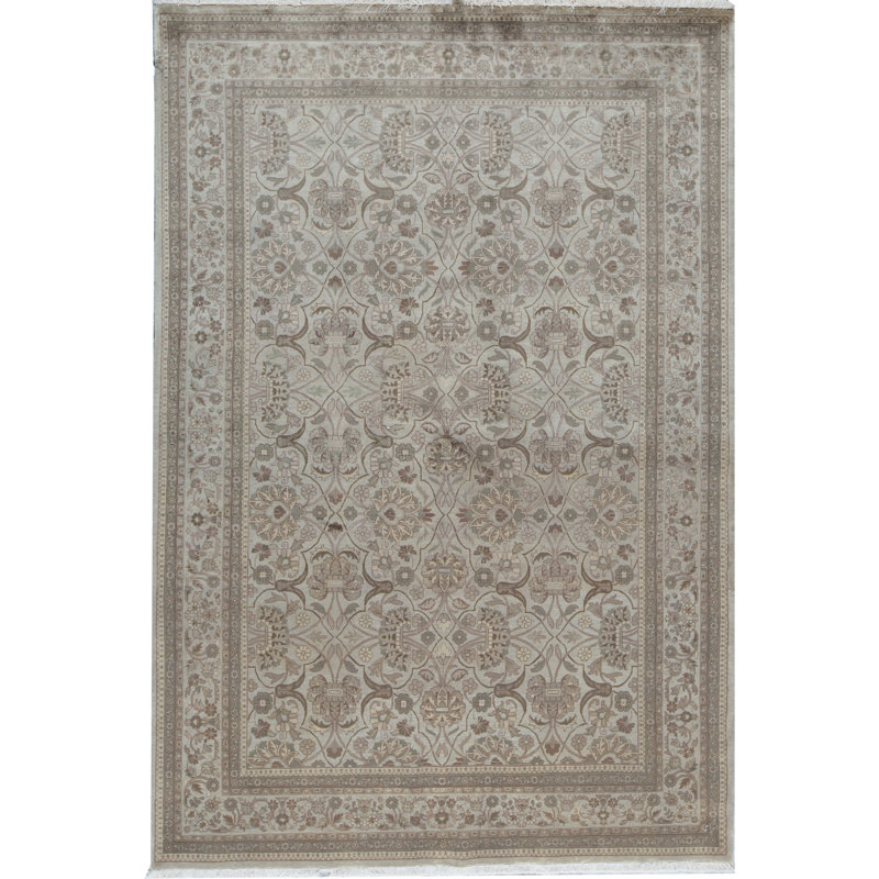 Marquis Wool Oriental Area Rug in Brown/Beige, Rectangle 6'2" x 9'