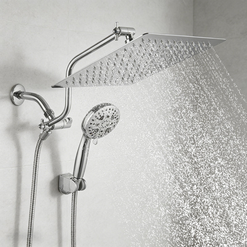 11.6 Inch Rainfall Shower Head Combo, Rain Shower Head With Handheld 7 Spray Modes High Pressure, Chrome