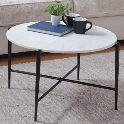 Loxie White Marble Top Round Coffee Table