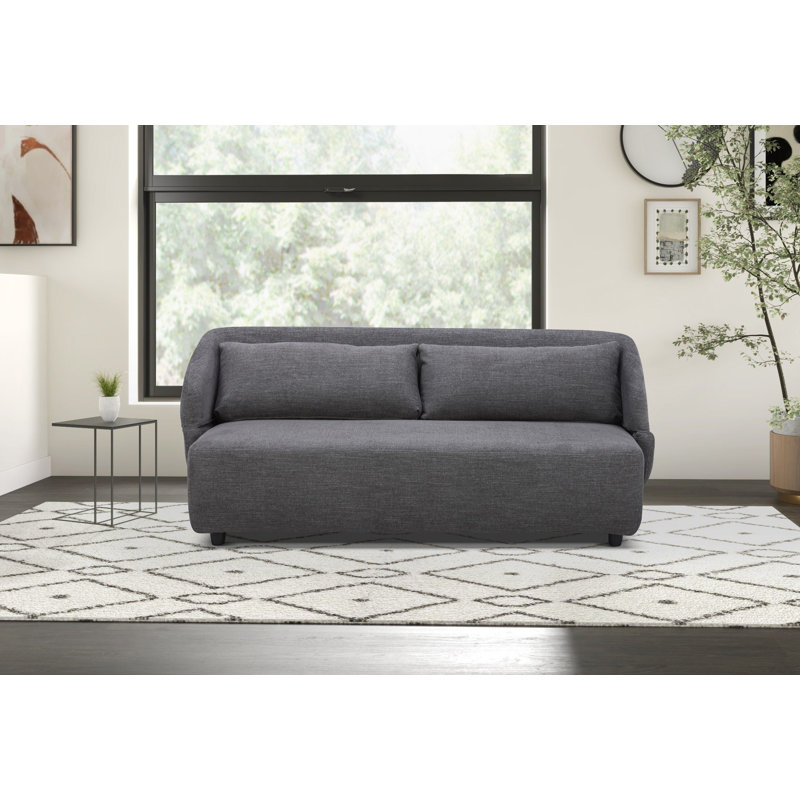 Kamayia 75'' Recessed Arm Sofa Bed, Dark Gray