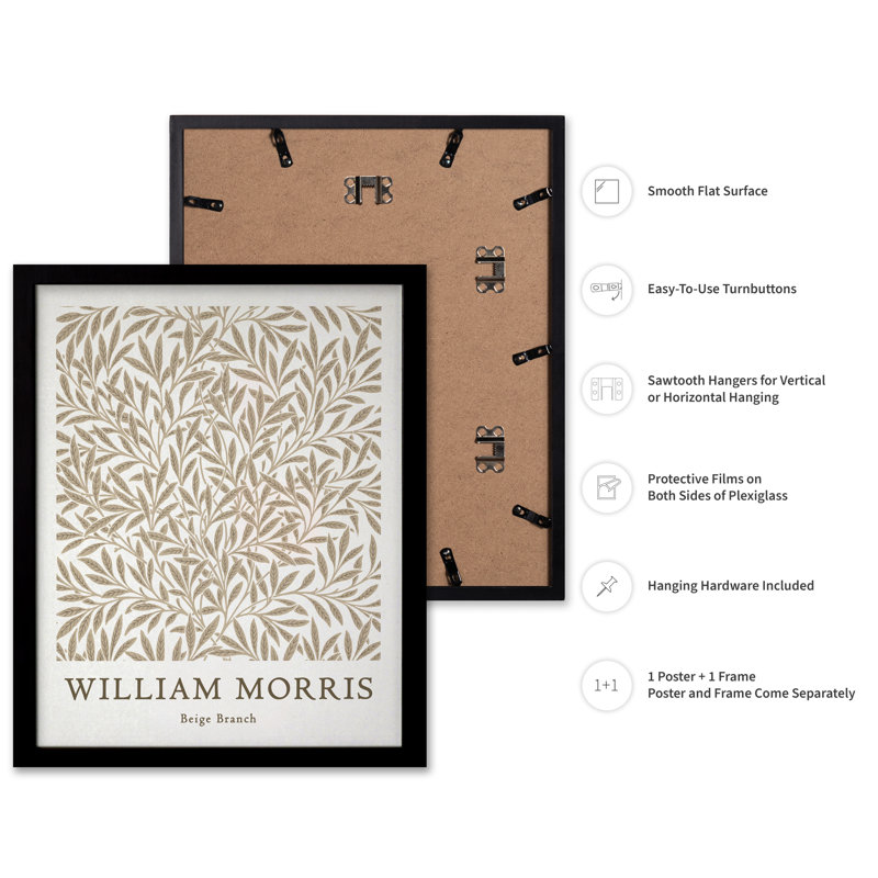William Morris - Branche No3, Black Framed, Poster, 18"H x 24"W