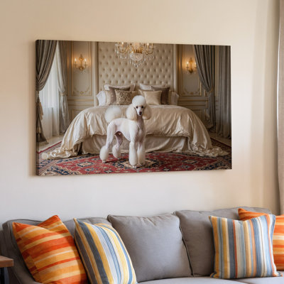 White Poodle - Luxury Pet Decor For Bedroom And Living Room Canvas Wall Art Print For Living Room, Bedroom, Office, Hallway, Entryway, Gallery Wall And Modern Home Decor