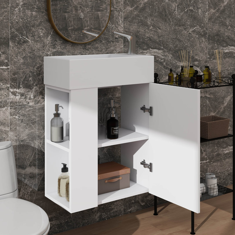 Meuble-lavabo flottant contemporain de 18,5 po avec lavabo en résine