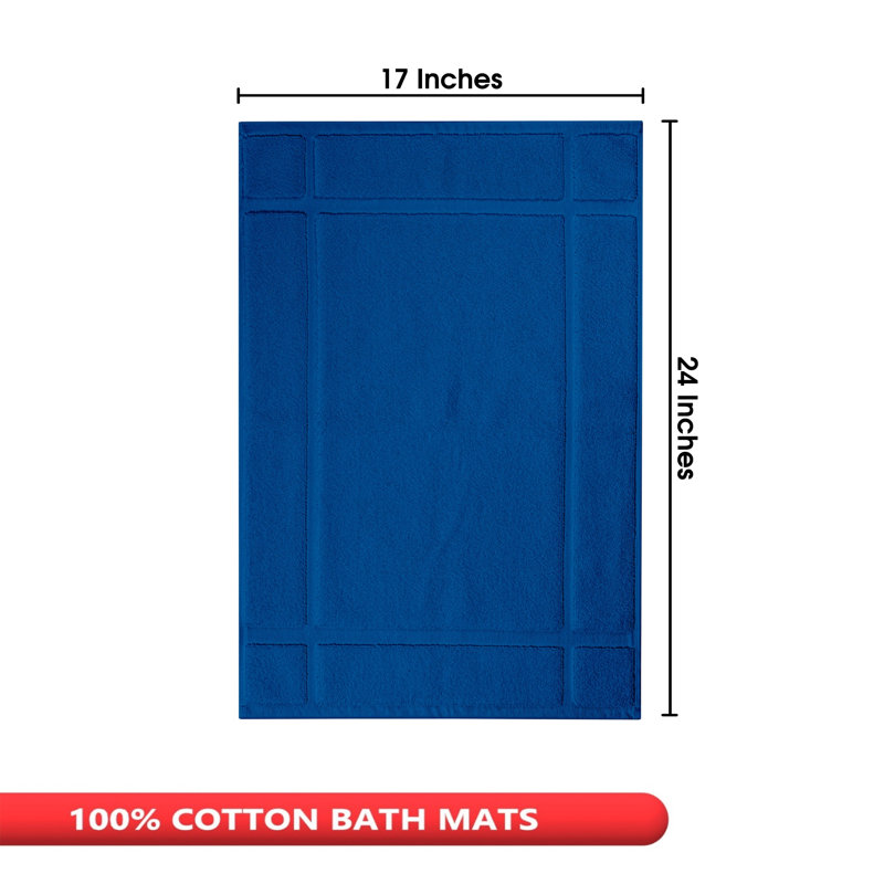 1350 GSM 100% Cotton Solid Bath Mat for Bathroom Floor , Navy, 24" W x 17" L