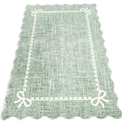 Tapis moderne à bords festonnés - Tapis doux, antidérapant et lavable - parfait pour le salon, la chambre à coucher, la chambre de bébé, le dortoir, le couloir, la salle de jeux