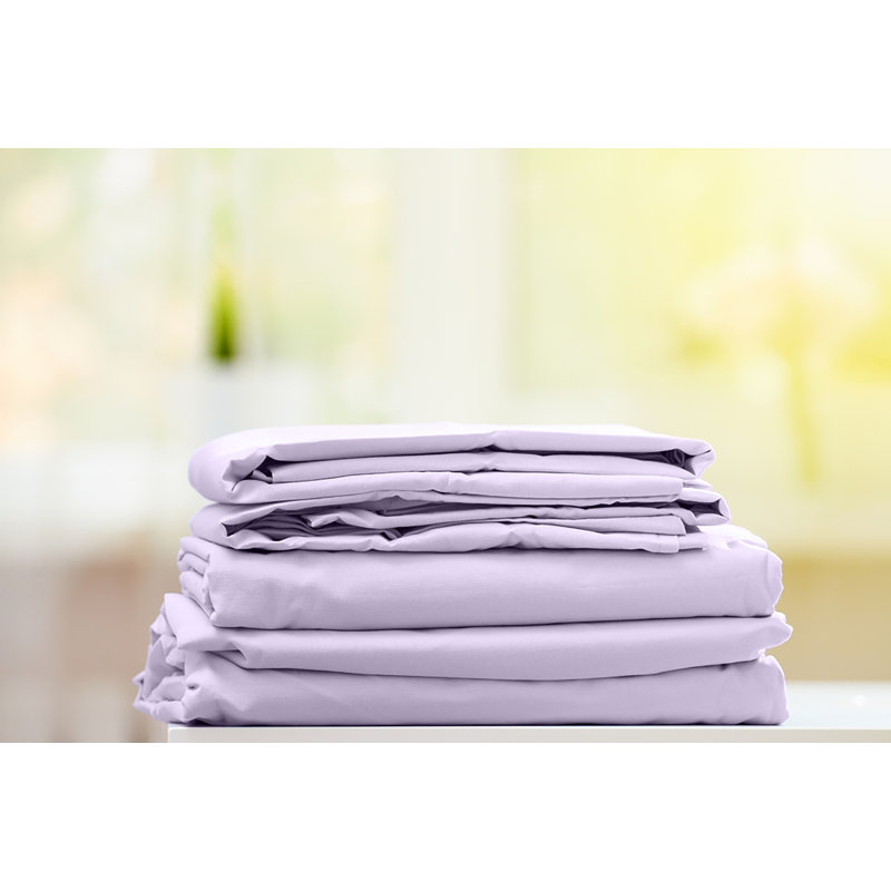  Ensemble de draps en rayonne de bambou Hotel Quality, Simple + 2 taies d'oreiller, Lavande