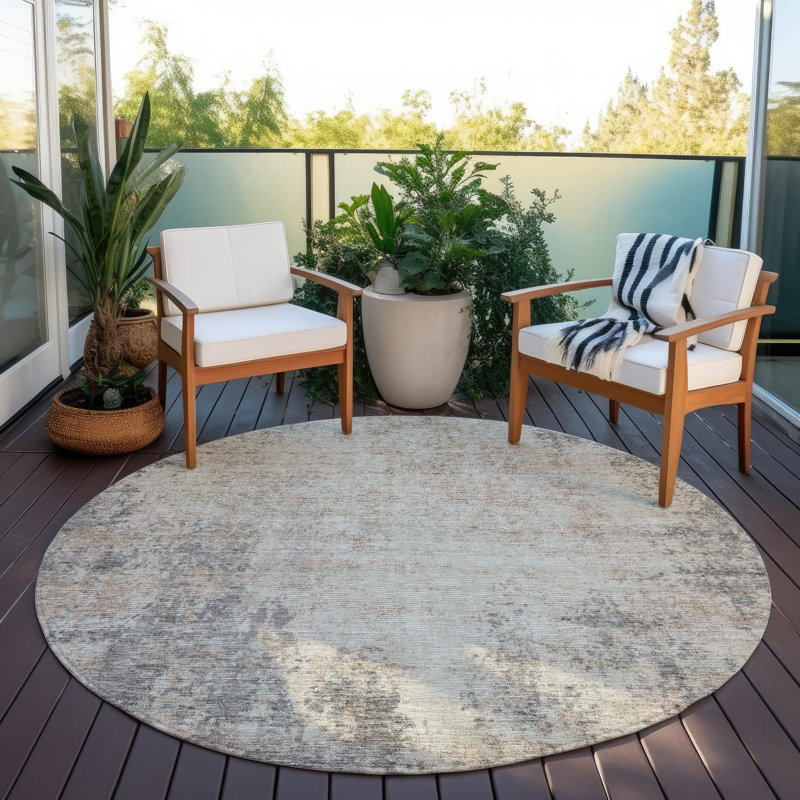 Tapis rectangulaire Aleighna avec envers antidérapant, Rond 8 pi