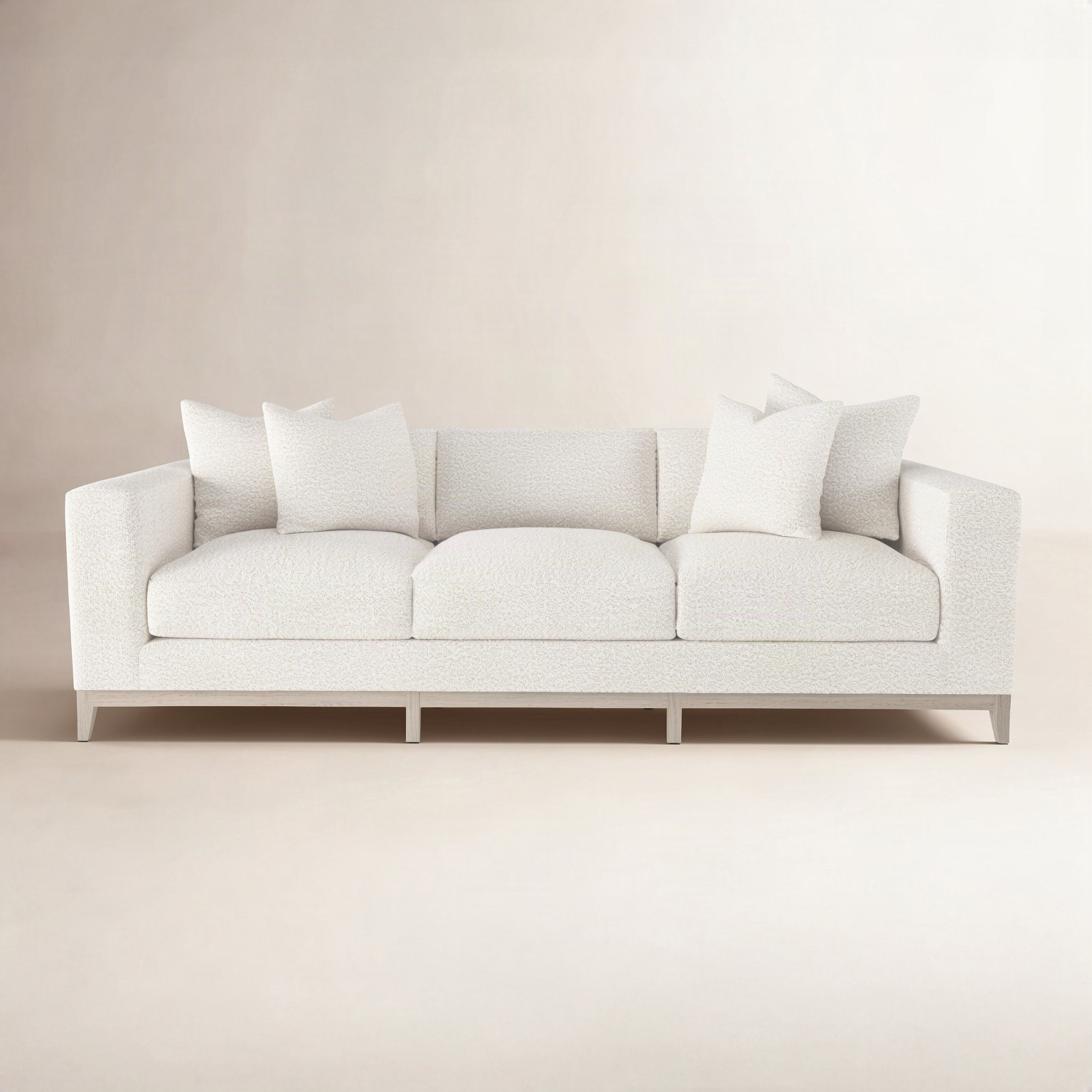 Noel Velvet Sofa, Cream Boucle 1146-002, 27.50" H x 100" W x 40" D, Brown