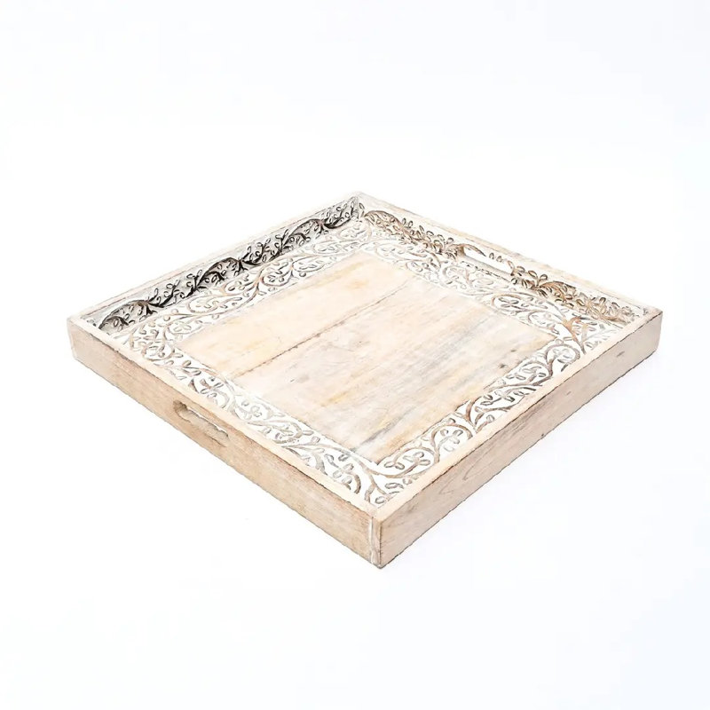 Multipurpose Decorative Countertop Organizer Tray For Bathroom Bedroom Kitchen Office Home Decor White