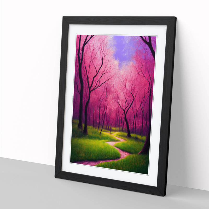 Spring Forest Cherry Tree - Single Picture Frame Print, 64cm H x 46cm W x 2cm D, Oak