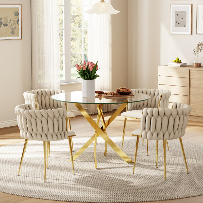 Table de salle à manger Azaryah, Beige, H 29,5 po x L 36 po x l 36 po