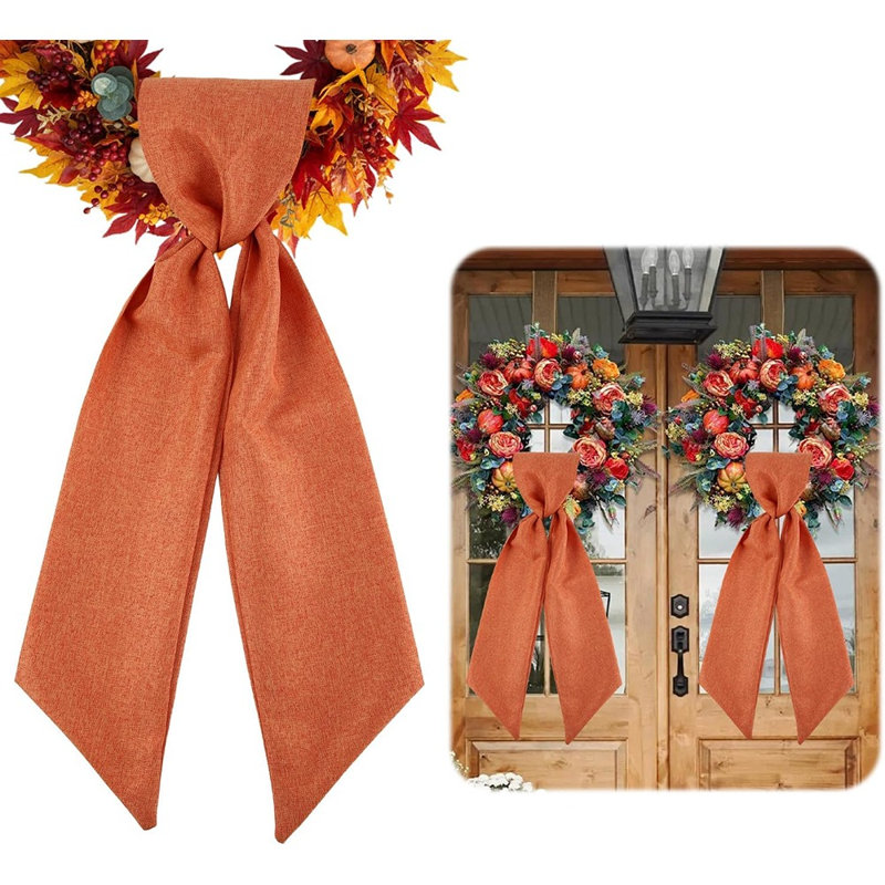 Ceinture de couronne d'automne pour porte d'entrée, bannière monogramme en toile de jute orange avec motif de l'Action de grâce d'automne, accessoire de couronne de porche rustique pour la récolte