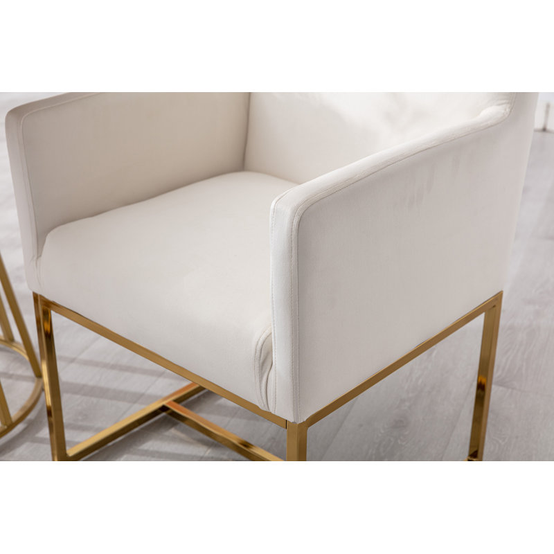 Chaise avec accoudoirs Thirlby, Or, Velours noir
