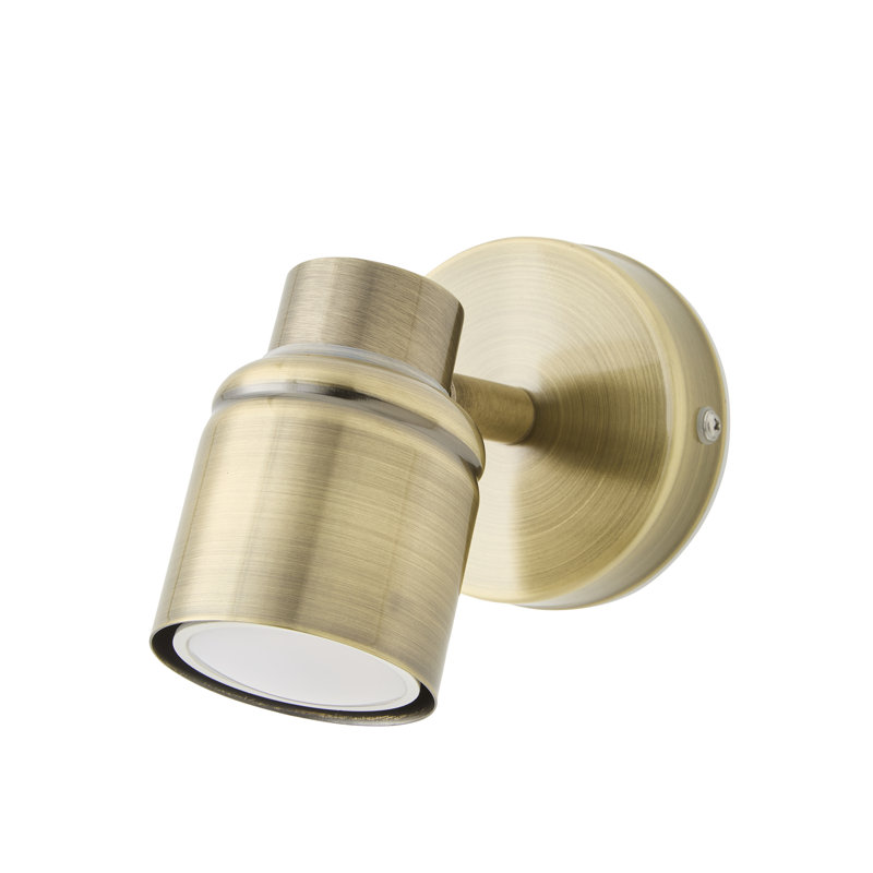 Benton IP44 Adjustable Single Spot Wall Light with LED Bulb, Antique Brass, 3000 (K)