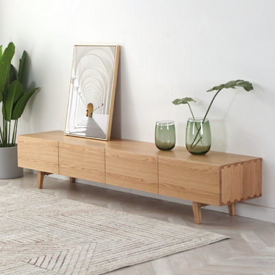 Simple Solid Wood TV Cabinet Unfinished TV Stand for TVs up to 88"