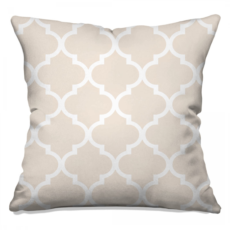 Beige Moroccan Trellis Double Sided Throw Pillows, 16 x 16 inches