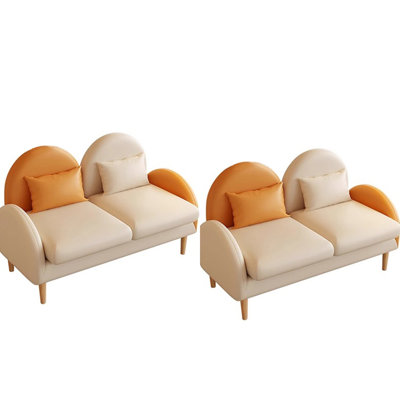 Artificial Leather Double Bench Set Of 2 Faux Leather Upholstered Bench