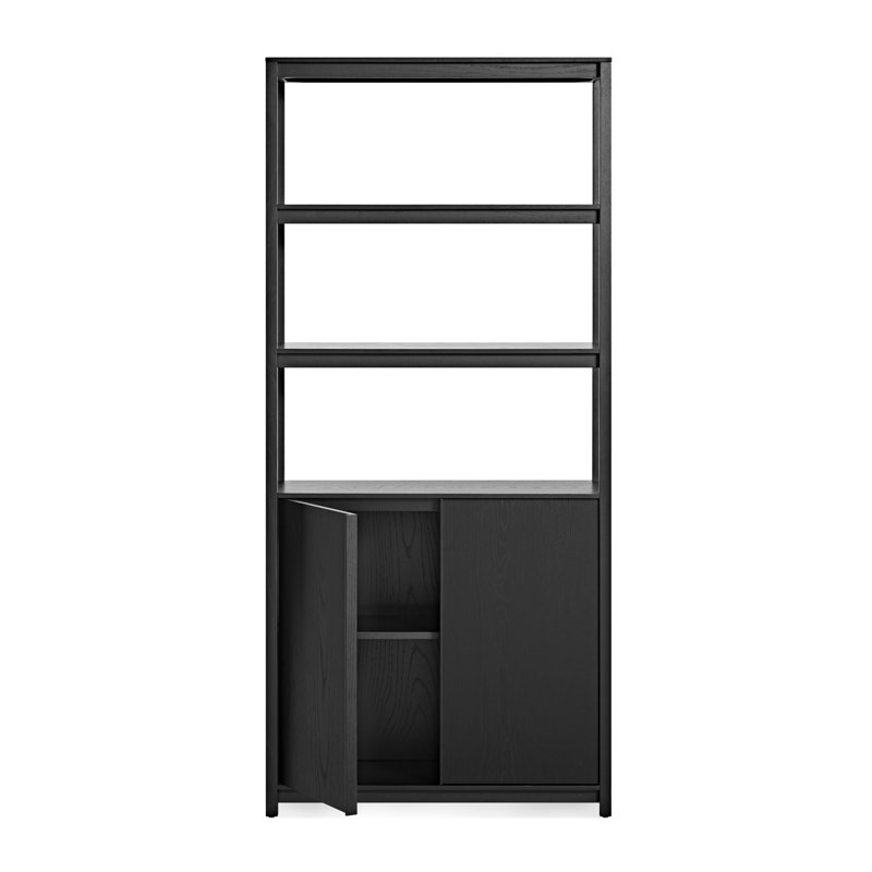 Open Plan Etagere Storage Bookcase, Black on Oak