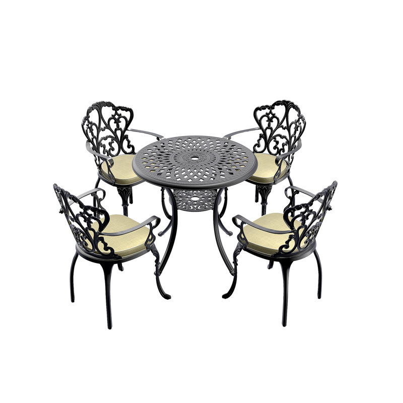 Ensemble de meubles de patio en aluminium coulé avec coussins, 4