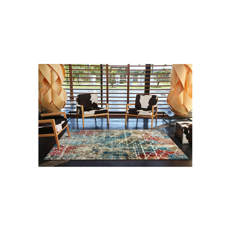 Tapis tissé peint à motif traditionnel peint, Tapis de couloir 3 pi 3 po x 6 pi 7 po