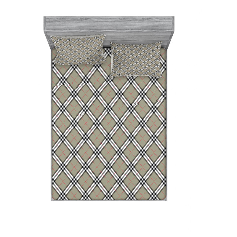 Ensemble de draps Royal Scottish Tan, Ensemble de draps pour lit double avec un drap-hou