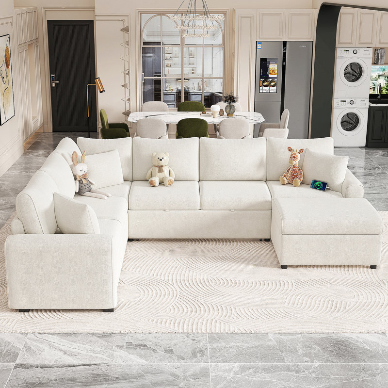 Cream Chenille Sofa