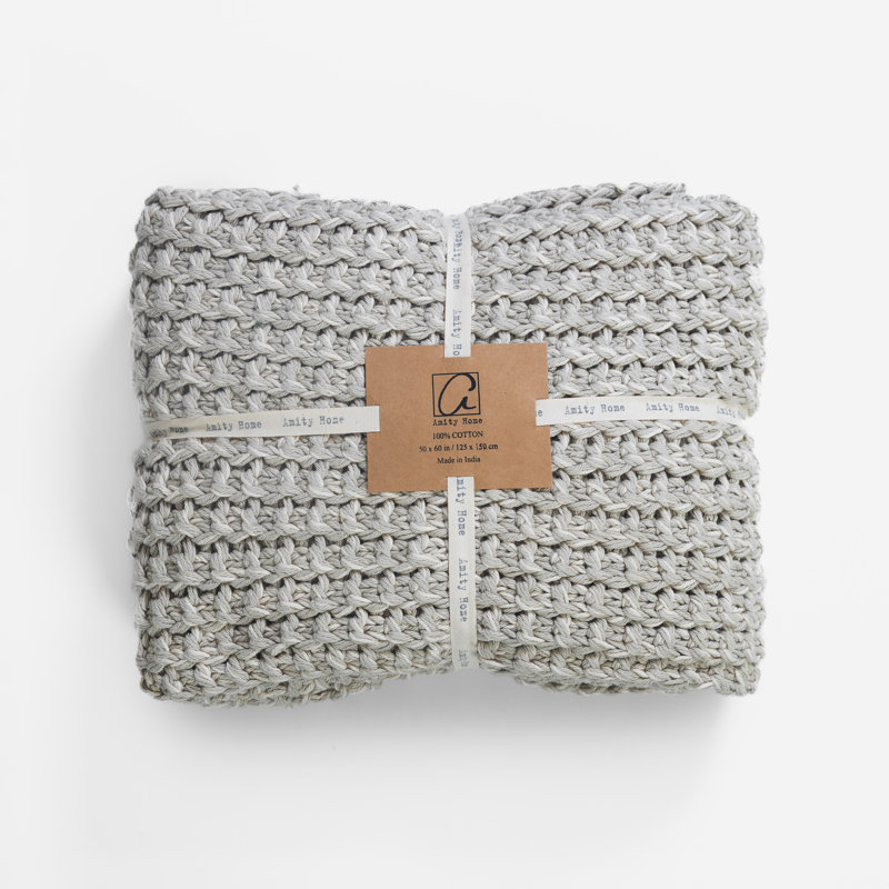 Lawrence Knitted Throw Blanket, Gray