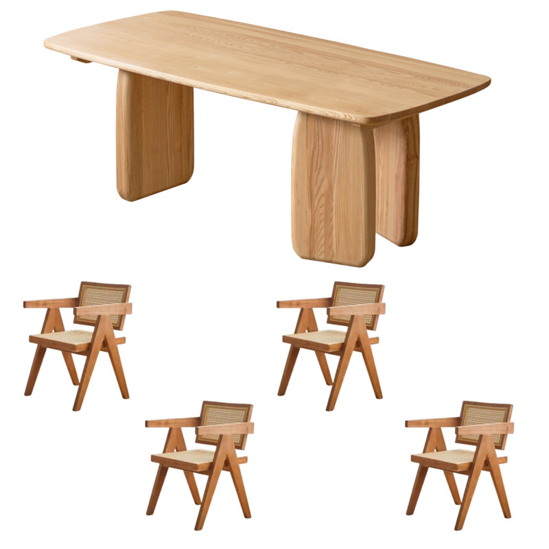 Grande table de salle à manger en bois de frêne massif, H 29,53 po x L 55,12 po x l 27,56 po