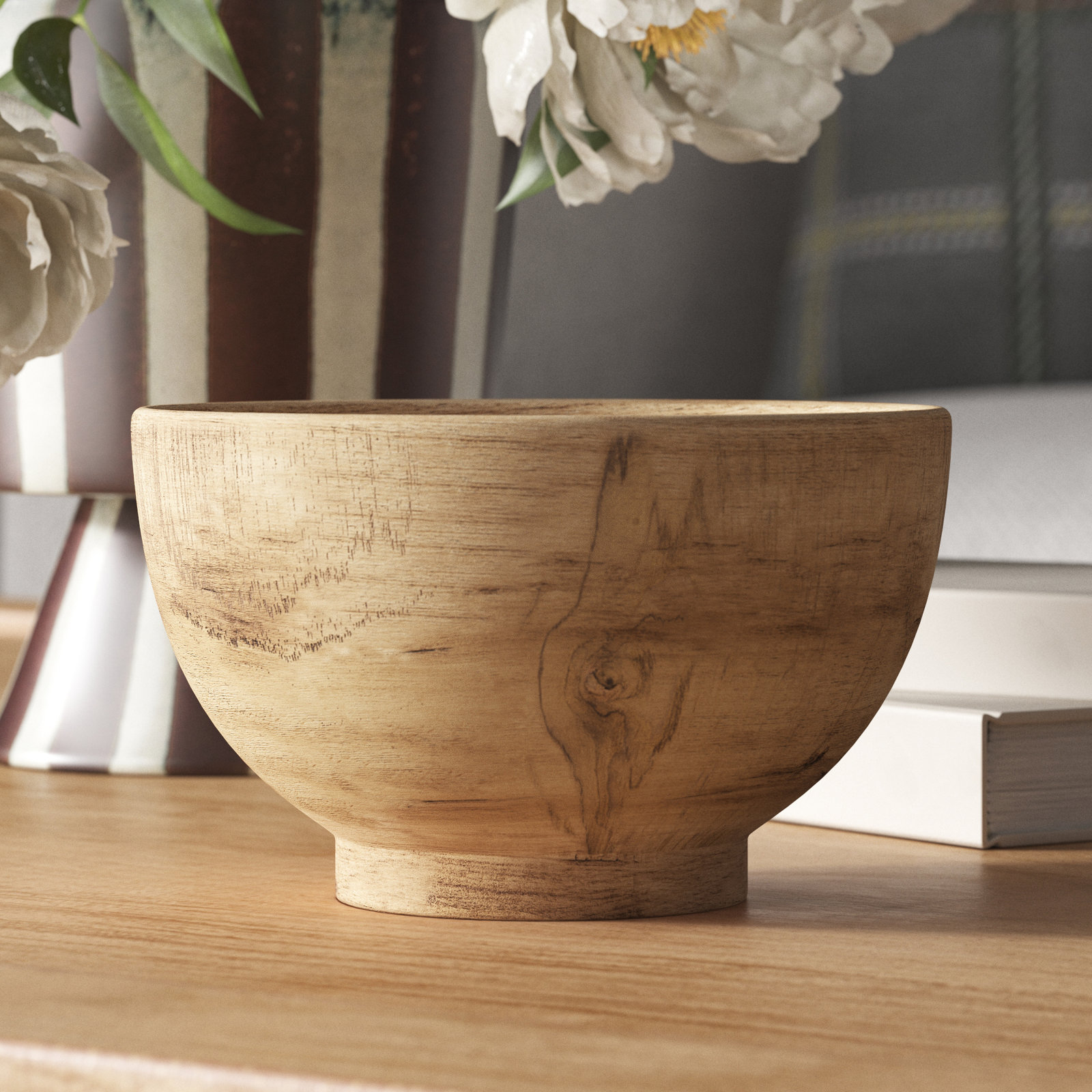Pella Handmade Wood Decorative Bowl 1, 3.15" H x 4.75" W x 4.75" D