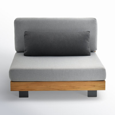 Cato Outdoor Armless Sofa Teak Alum base powder coating Cushion fabric: Olifen