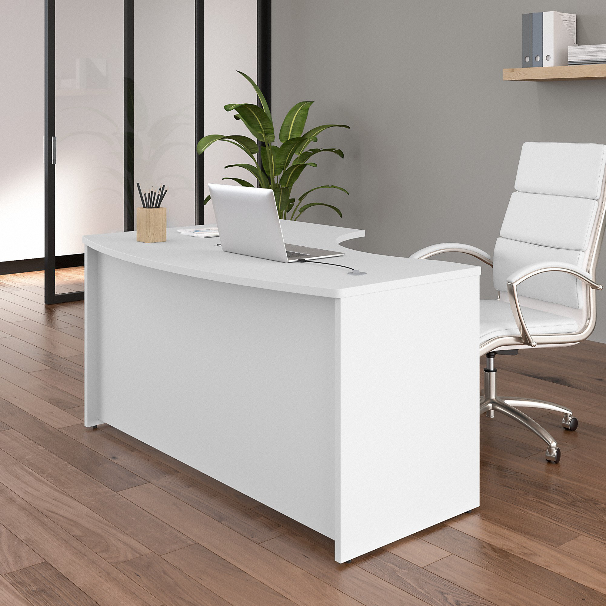 Studio C 60W Office Storage Cabinet with Doors in White - Engineered Wood