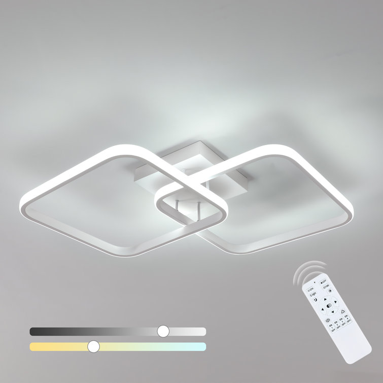 Cristol 2-Light Dimmable LED Flush Mount Ceiling Light with Remote Control