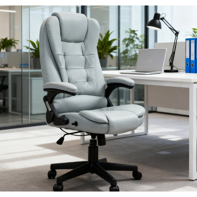 Fauteuil de bureau vibrant avec vibration à six points, chauffage lombaire, 3 modes, minuterie 15 60 min, inclinaison 125, vibration et intensité du bureau de massage en microfibre,