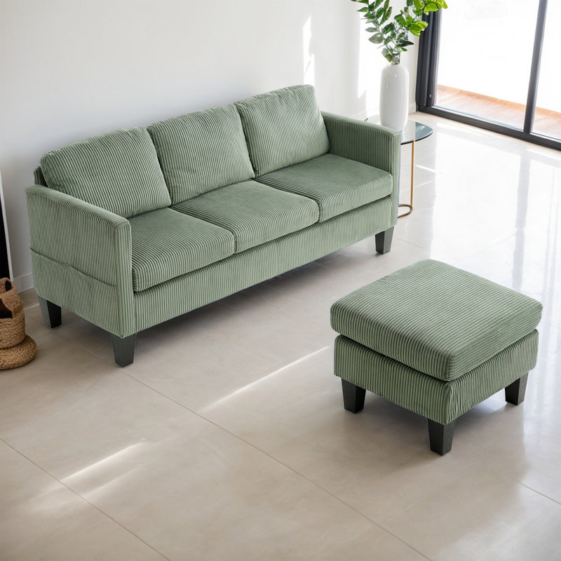 Canapé 67,32 po avec repose-pieds 1 pièce, Vert