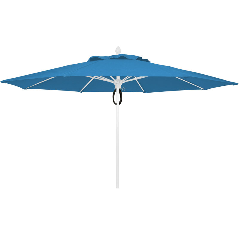 Parasol de marché 11 'Prestige, Blanc, Sunbrella® bleu ciel