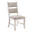 Ensemble de 2 chaises d'appoint de style campagne moderne, finition blanc antique, dossier rembourré, mobilier en bois | Idée de cadeau