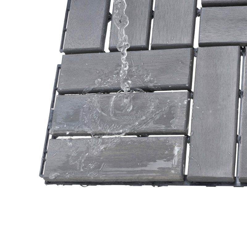 30 PCS Interlocking Deck Tiles Checker Pattern, Light Gray