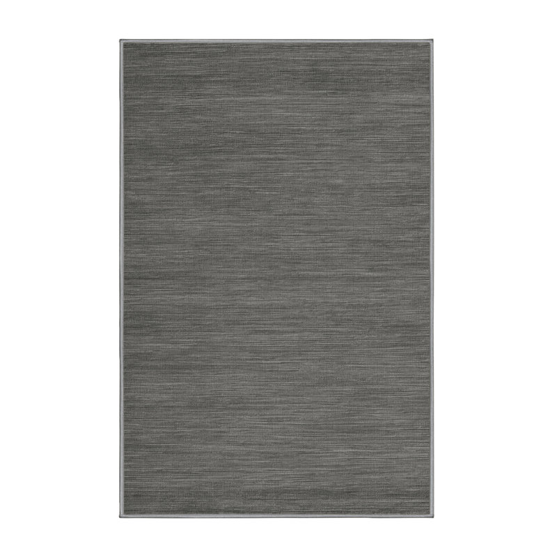 Machine Washable Solid Gray Area Rug, Rectangle 4' x 6'