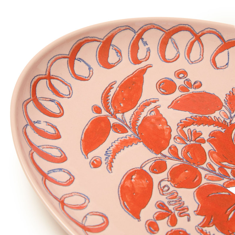 Amalfi Oval Serving Tray - Lime - 15.7" x 11", Pink