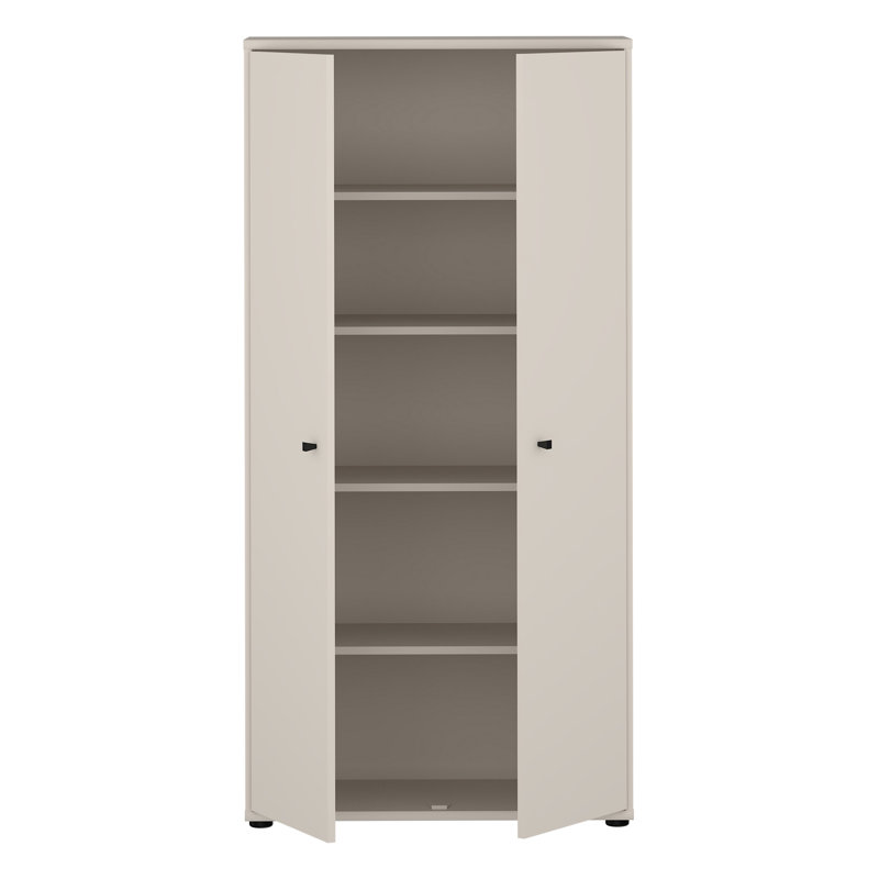 Modern wardrobe with 2 turning doors, spacious interior, engineered wood, beige, 73.7 cm W x 149.5 cm H x 34.8 cm D